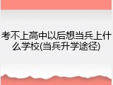 考不上高中以后想当兵上什么学校(当兵升学途径)