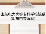山东电力高等专科学校院系(山东电专院系)
