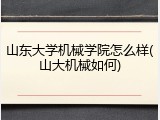 山东大学机械学院怎么样(山大机械如何)