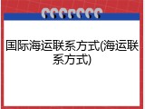 国际海运联系方式(海运联系方式)