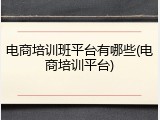电商培训班平台有哪些(电商培训平台)
