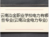 云南冶金职业学校电力有哪些专业(云南冶金电力专业)
