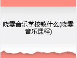 晓雯音乐学校教什么(晓雯音乐课程)