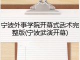 宁波外事学院开幕式武术完整版(宁波武演开幕)
