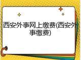 西安外事网上缴费(西安外事缴费)