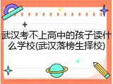 武汉考不上高中的孩子读什么学校(武汉落榜生择校)
