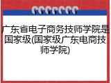 广东省电子商务技师学院是国家级(国家级广东电商技师学院)