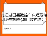 九江湖口县数控车床短期培训班有哪些(湖口数控培训)