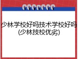 少林学校好吗技术学校好吗(少林技校优劣)