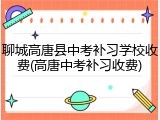 聊城高唐县中考补习学校收费(高唐中考补习收费)