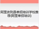 阿里改则县单招培训学校推荐(阿里单招培训)