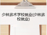 少林武术学校就业(少林武校就业)