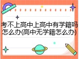 考不上高中上高中有学籍吗怎么办(高中无学籍怎么办)