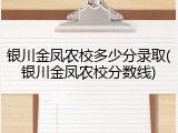 银川金凤农校多少分录取(银川金凤农校分数线)