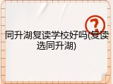 同升湖复读学校好吗(复读选同升湖)