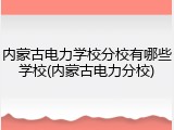内蒙古电力学校分校有哪些学校(内蒙古电力分校)
