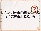 长春培训艺考的机构怎么选(长春艺考机构选择)