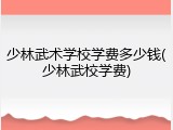 少林武术学校学费多少钱(少林武校学费)