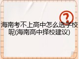 海南考不上高中怎么选学校呢(海南高中择校建议)