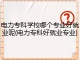 电力专科学校哪个专业好就业呢(电力专科好就业专业)