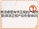商洛哪里有学正规的产后恢复(商洛正规产后恢复培训)