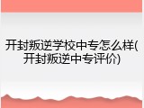 开封叛逆学校中专怎么样(开封叛逆中专评价)
