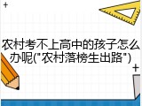 农村考不上高中的孩子怎么办呢("农村落榜生出路")