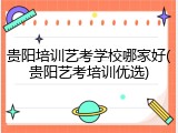 贵阳培训艺考学校哪家好(贵阳艺考培训优选)