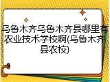 乌鲁木齐乌鲁木齐县哪里有农业技术学校啊(乌鲁木齐县农校)
