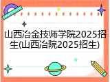 山西冶金技师学院2025招生(山西冶院2025招生)