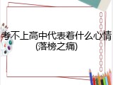 考不上高中代表着什么心情(落榜之痛)