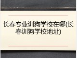 长春专业训狗学校在哪(长春训狗学校地址)