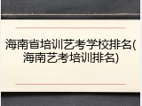 海南省培训艺考学校排名(海南艺考培训排名)