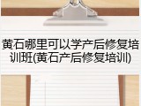 黄石哪里可以学产后修复培训班(黄石产后修复培训)