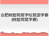 合肥皖智高复学校复读学费(皖智高复学费)