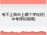考不上高中上哪个学校好(中考择校指南)