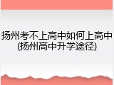 扬州考不上高中如何上高中(扬州高中升学途径)