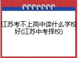 江苏考不上高中读什么学校好(江苏中考择校)