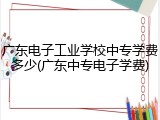 广东电子工业学校中专学费多少(广东中专电子学费)