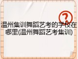 温州集训舞蹈艺考的学校在哪里(温州舞蹈艺考集训)