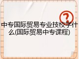 中专国际贸易专业技校学什么(国际贸易中专课程)