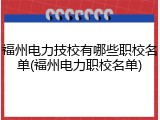 福州电力技校有哪些职校名单(福州电力职校名单)