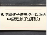 叛逆期孩子送技校可以吗职中(叛逆孩子送职校)