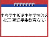 中专学生叛逆少年学校怎么处理(叛逆学生教育方法)