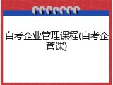 自考企业管理课程(自考企管课)