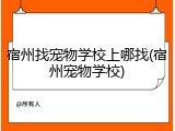 宿州找宠物学校上哪找(宿州宠物学校)