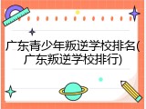 广东青少年叛逆学校排名(广东叛逆学校排行)