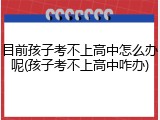 目前孩子考不上高中怎么办呢(孩子考不上高中咋办)