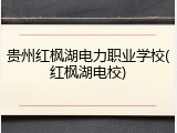 贵州红枫湖电力职业学校(红枫湖电校)
