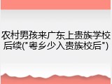 农村男孩来广东上贵族学校后续("粤乡少入贵族校后")